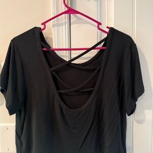 American Eagle Outfitters Black Crisscross Back Tee